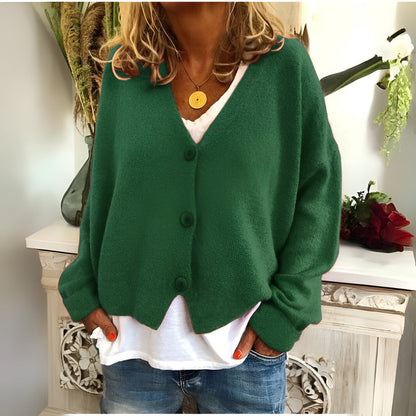 Comfort Gebreide Dames Cardigan met V-hals en Knopen