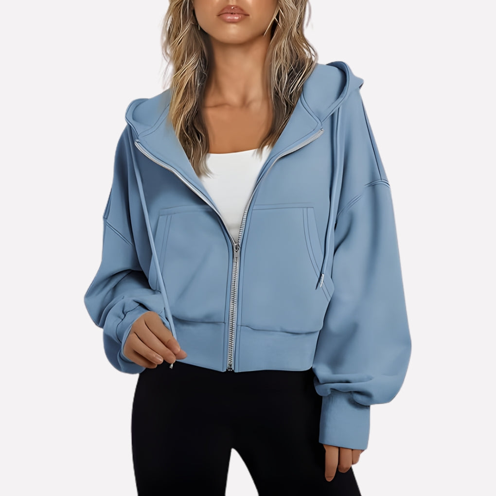 Comfortabele Dames Hoodie met Ritssluiting en Capuchon