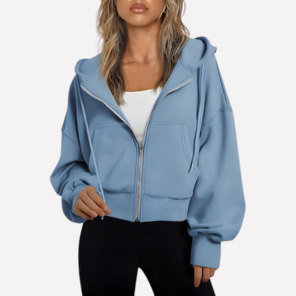 Comfortabele Dames Hoodie met Ritssluiting en Capuchon