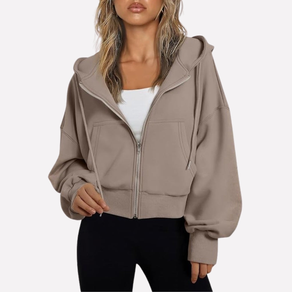 Comfortabele Dames Hoodie met Ritssluiting en Capuchon