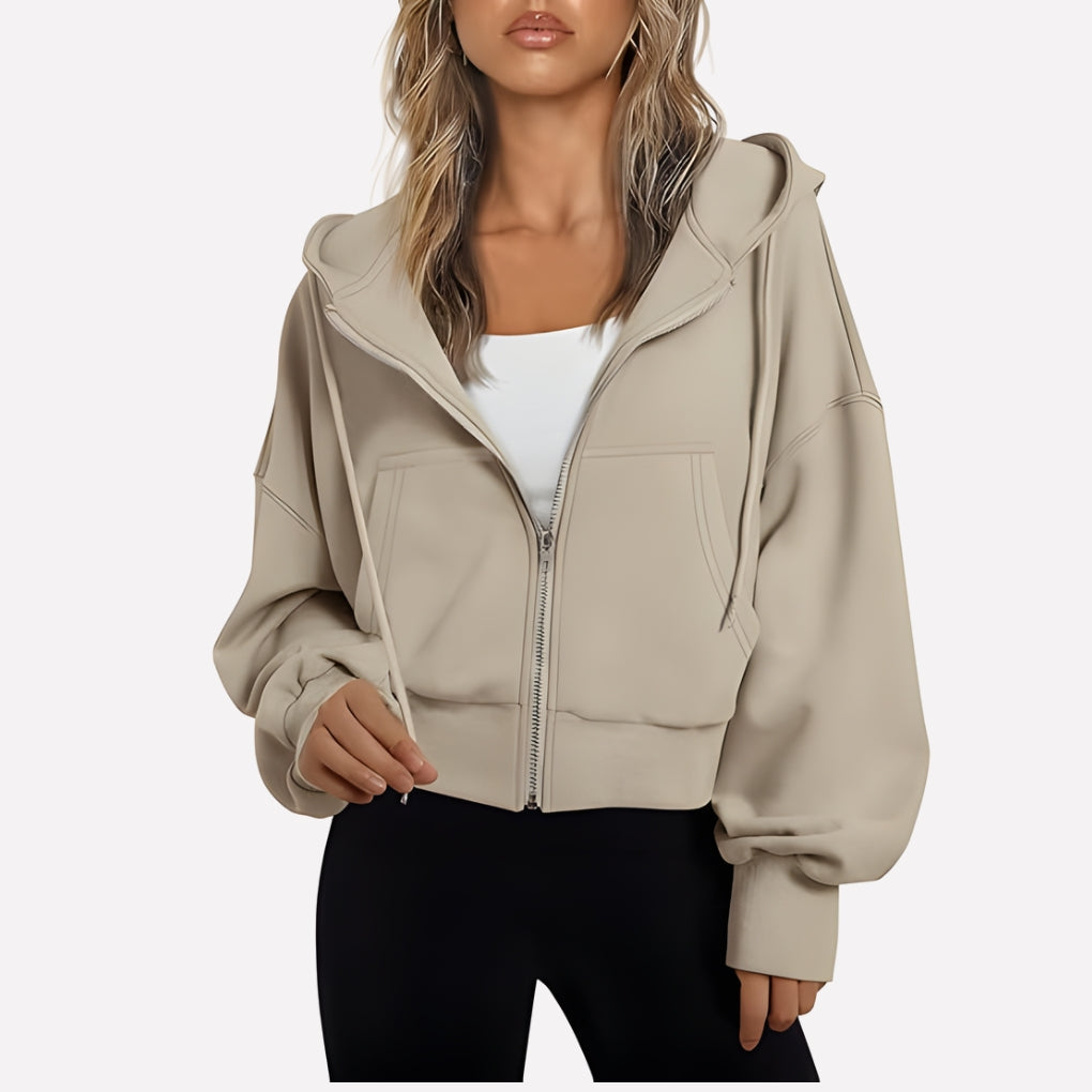 Comfortabele Dames Hoodie met Ritssluiting en Capuchon