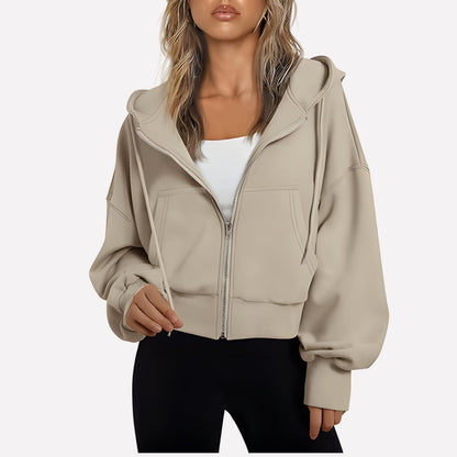 Comfortabele Dames Hoodie met Ritssluiting en Capuchon