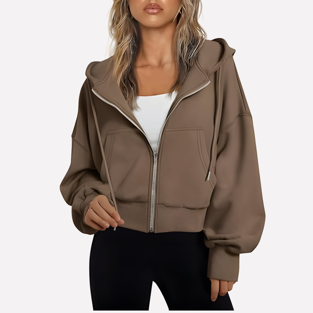 Comfortabele Dames Hoodie met Ritssluiting en Capuchon