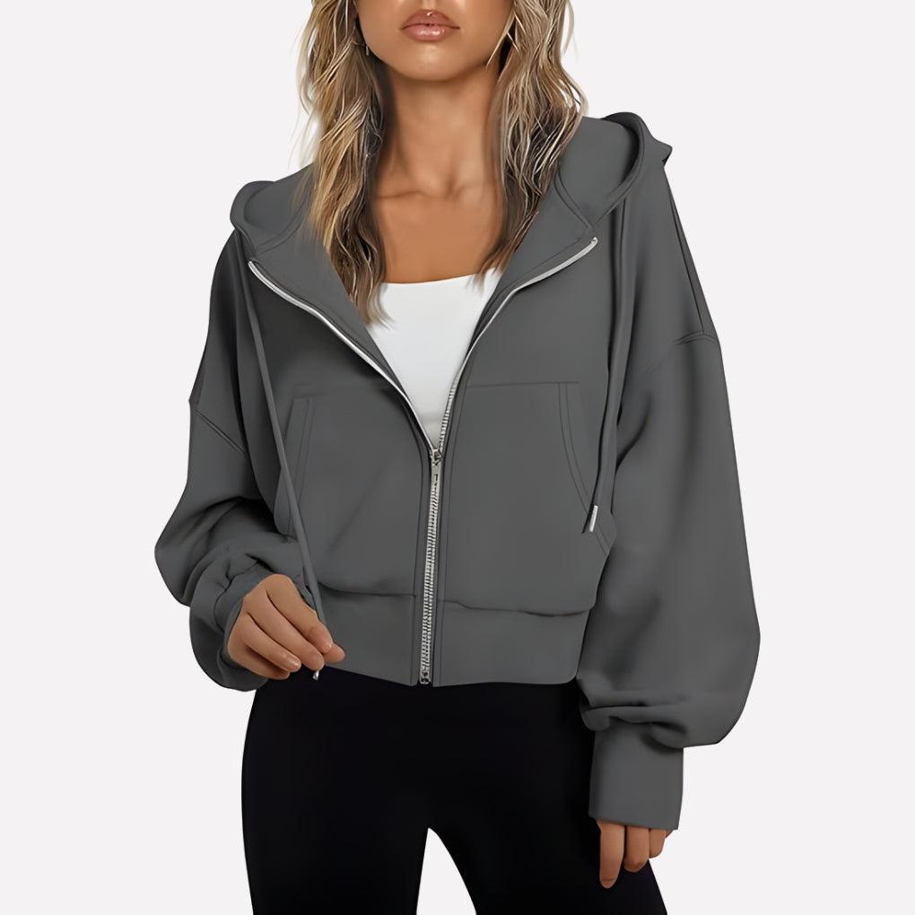 Comfortabele Dames Hoodie met Ritssluiting en Capuchon