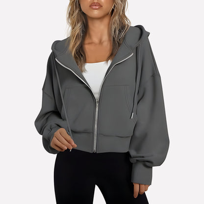Comfortabele Dames Hoodie met Ritssluiting en Capuchon