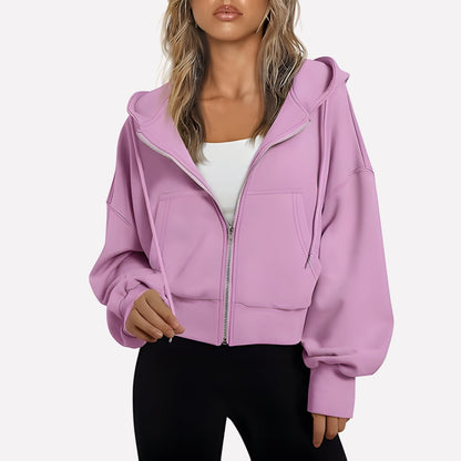 Comfortabele Dames Hoodie met Ritssluiting en Capuchon