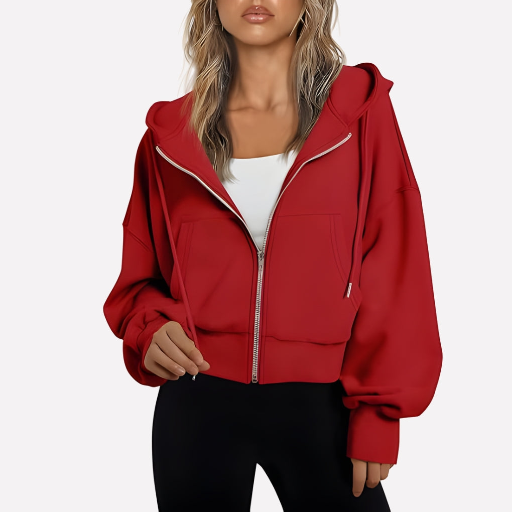 Comfortabele Dames Hoodie met Ritssluiting en Capuchon