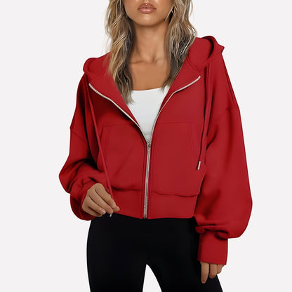 Comfortabele Dames Hoodie met Ritssluiting en Capuchon