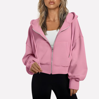 Comfortabele Dames Hoodie met Ritssluiting en Capuchon