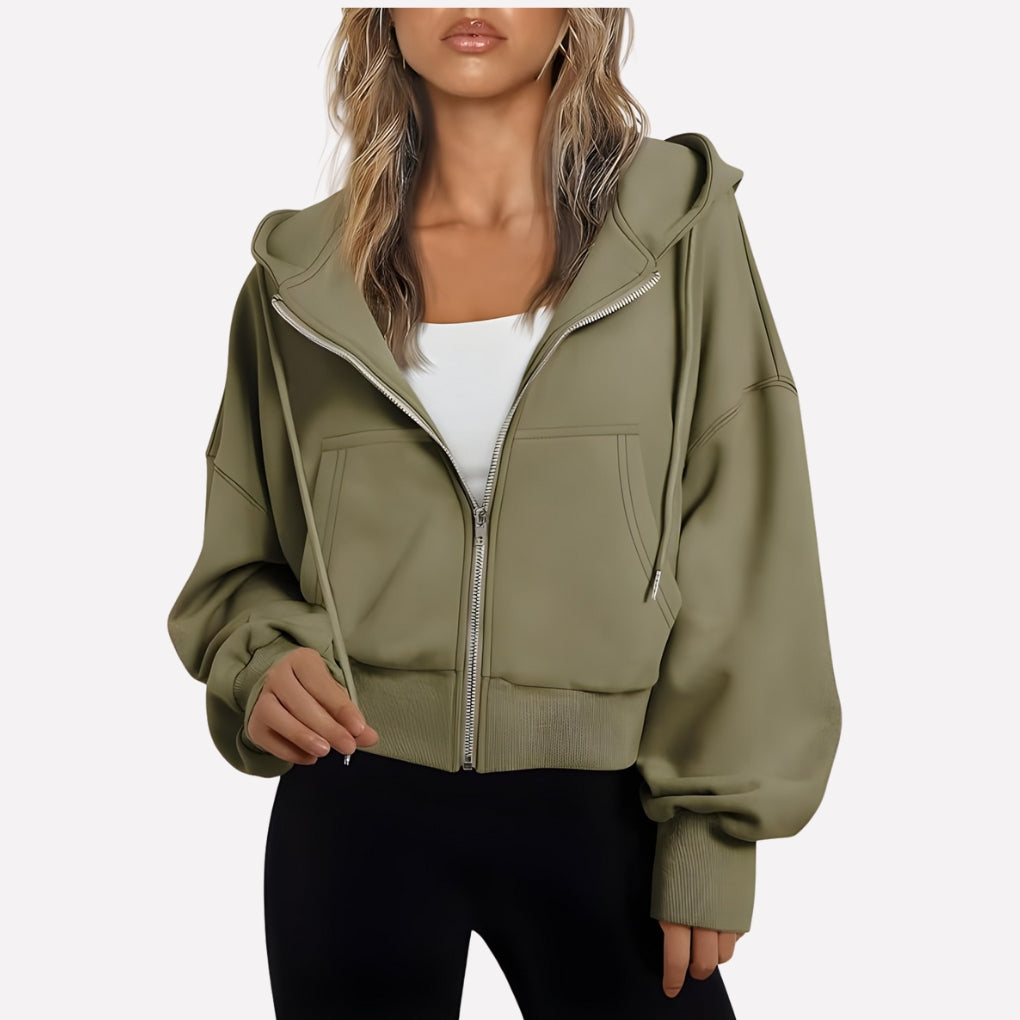 Comfortabele Dames Hoodie met Ritssluiting en Capuchon