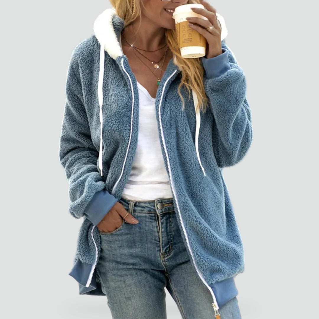 Pluche Vest met Capuchon en Splitdetails voor Dames