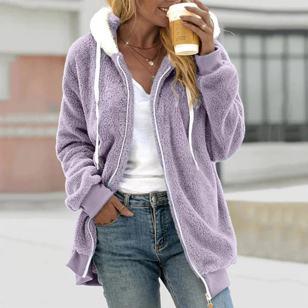 Pluche Vest met Capuchon en Splitdetails voor Dames