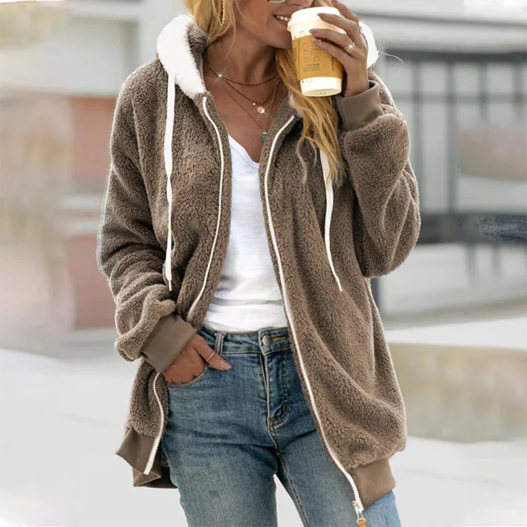 Pluche Vest met Capuchon en Splitdetails voor Dames