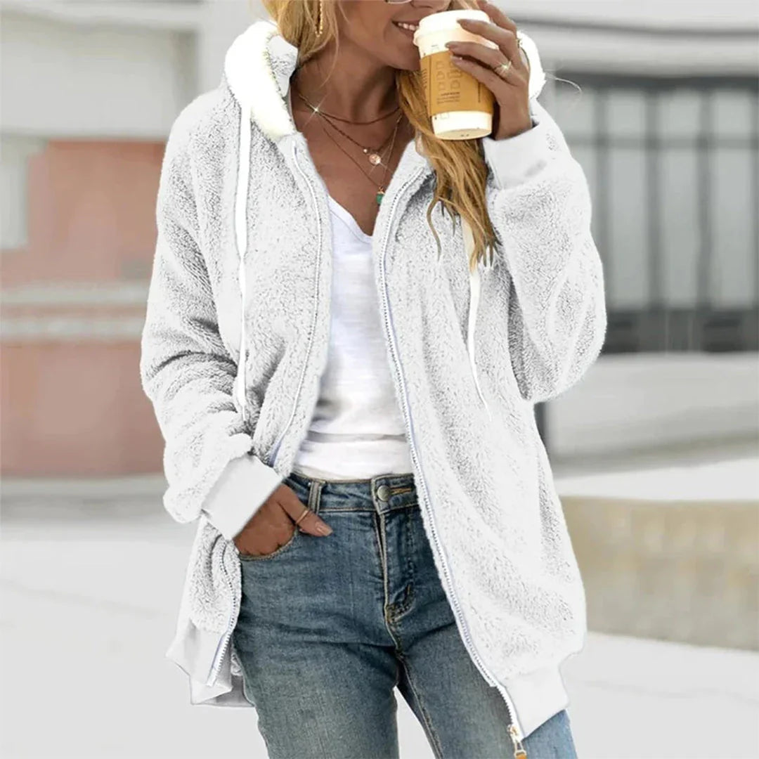 Pluche Vest met Capuchon en Splitdetails voor Dames