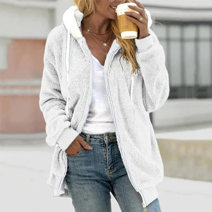 Pluche Vest met Capuchon en Splitdetails voor Dames