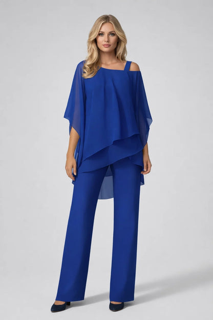 Elegante Gelaagde Feestset - Wijde Top met Rechte Broek