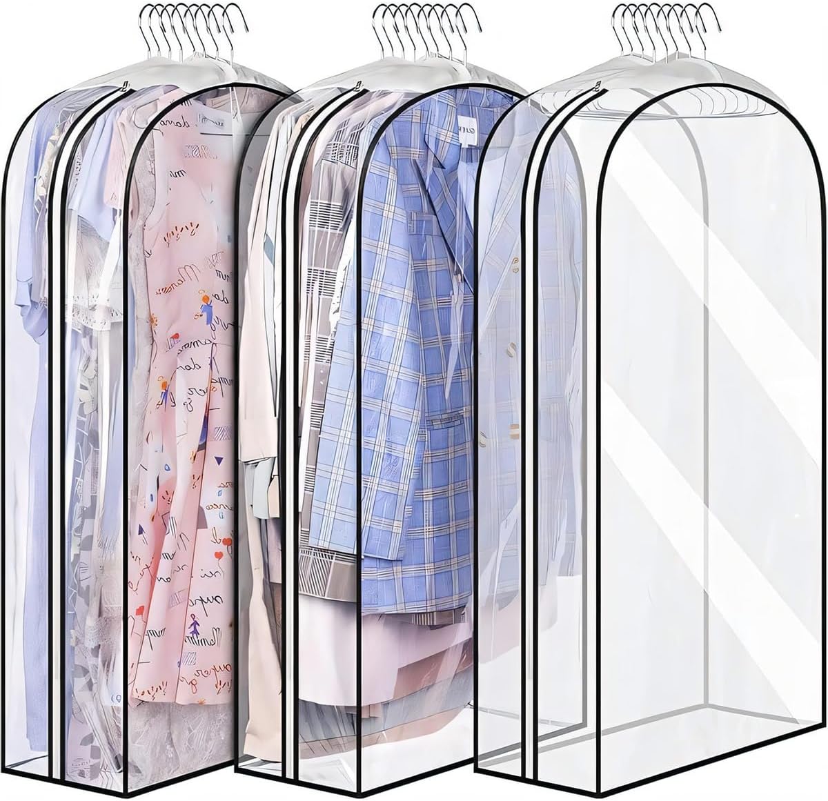Doorzichtige kledingopberghoezen met zijritsen – 6-pack (3+3 GRATIS)