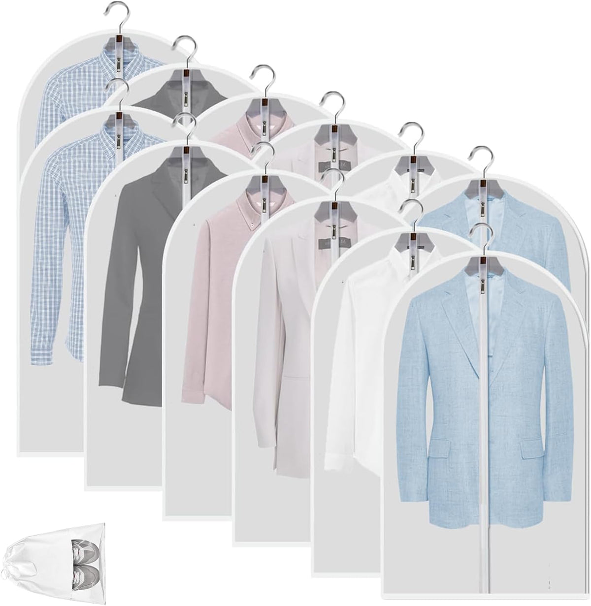 Klare PEVA Kledingopbergzakken – 12-pack Stofbeschermende Kledingopbergers