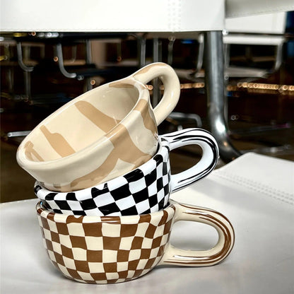 Ruitpatroon Keramische Koffiemok - 150ml Dagelijks Gebruik