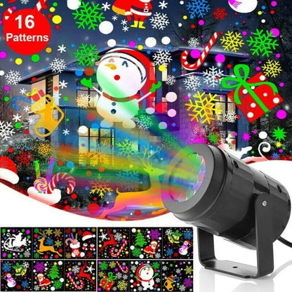 LED Kerst Projector Sneeuwvlok Lichtshow – Waterdichte Buitenlamp met 16 Patronen