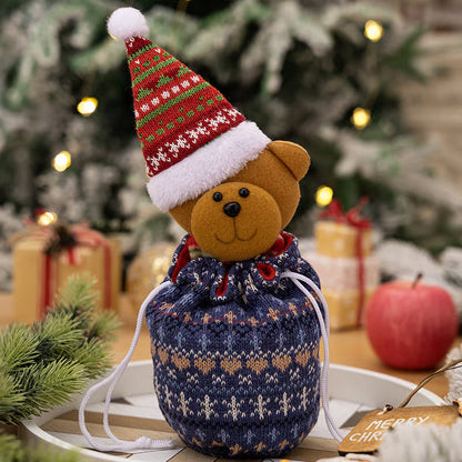 KnitJoy Kerstcadeauzak met Pop – Herbruikbare Gebreide Cadeauzak voor Kinderen