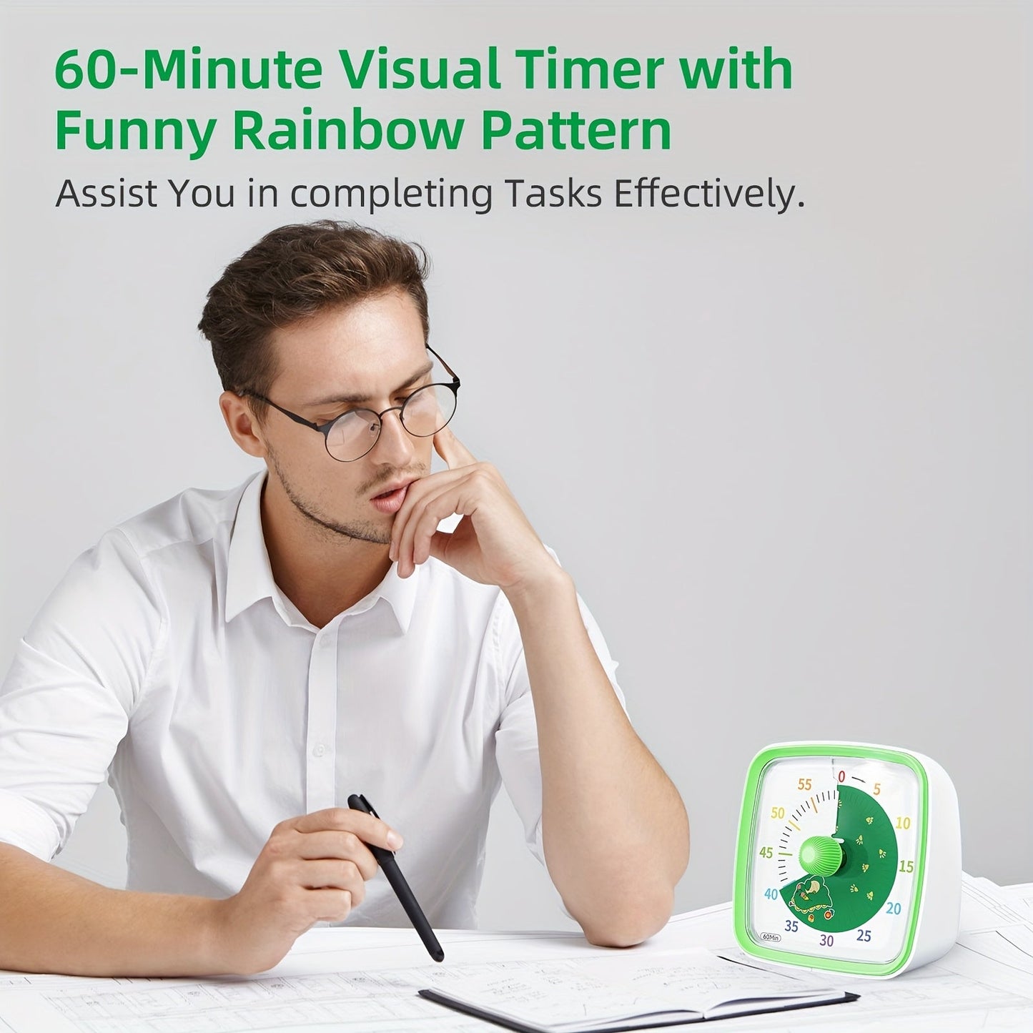 Regenboog Tijdbeheer Timer – Visuele 60-Minuten Afteltimer voor Studie, Werk en Thuis