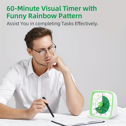 Regenboog Tijdbeheer Timer – Visuele 60-Minuten Afteltimer voor Studie, Werk en Thuis