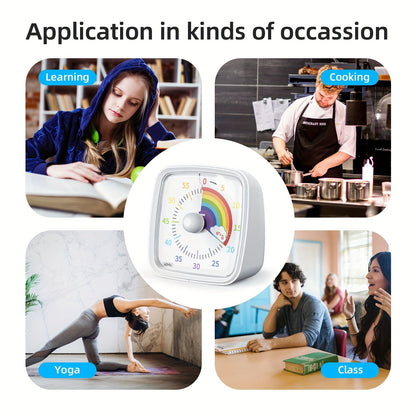 Regenboog Tijdbeheer Timer – Visuele 60-Minuten Afteltimer voor Studie, Werk en Thuis