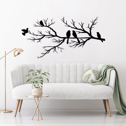 PerchArt Metalen Wanddecoratie – Vogels op een Tak voor een Tijdloze Natuurlijke Uitstraling