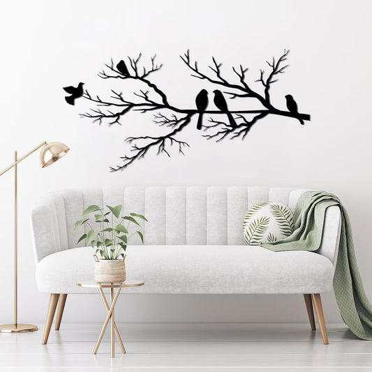PerchArt Metalen Wanddecoratie – Vogels op een Tak voor een Tijdloze Natuurlijke Uitstraling