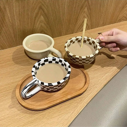 Ruitpatroon Keramische Koffiemok - 150ml Dagelijks Gebruik
