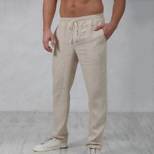 Heren Linnen-Katoen Broek – Ademend Comfort en Ontspannen Pasvorm Model Finn