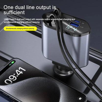 Inklapbare Autolader met USB-C en USB-A – 120W Snel Laden