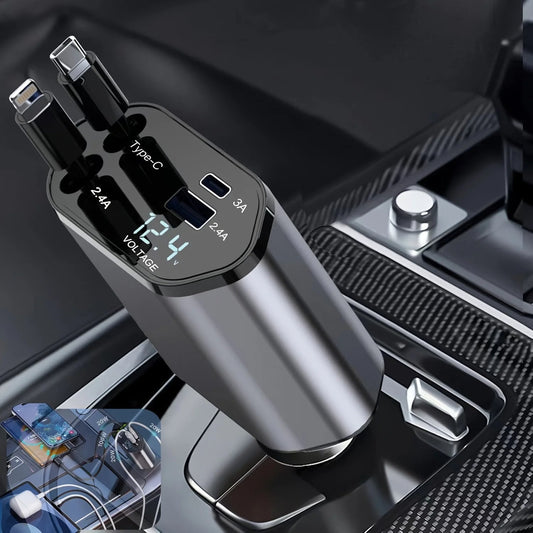 Inklapbare Autolader met USB-C en USB-A – 120W Snel Laden
