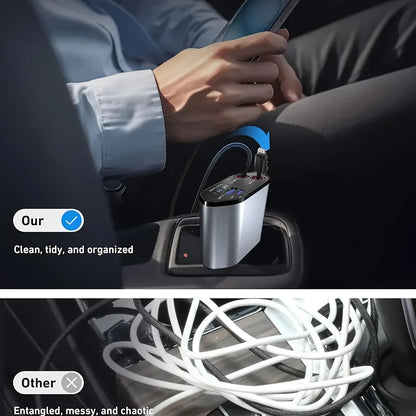Inklapbare Autolader met USB-C en USB-A – 120W Snel Laden