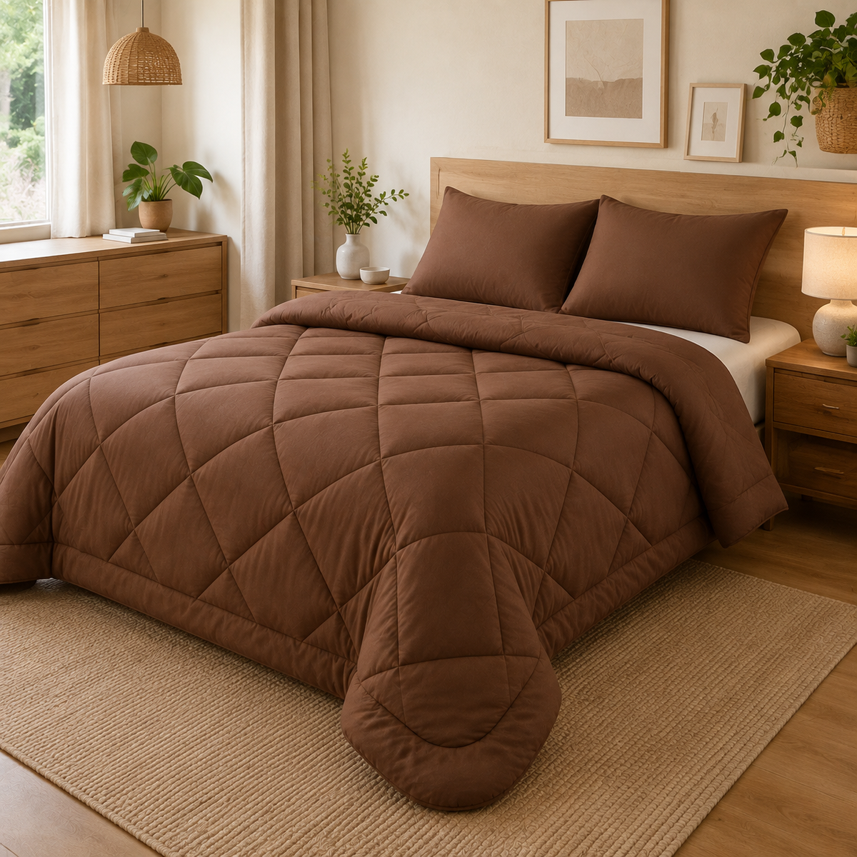 Quilted All-Season Bedding Set – Deken met Kussenslopen, Geen Dekbedovertrek Nodig