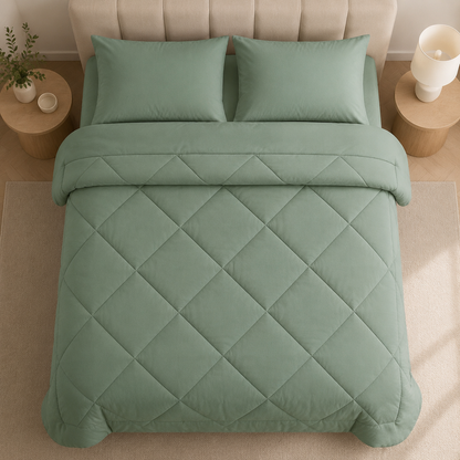 Quilted All-Season Bedding Set – Deken met Kussenslopen, Geen Dekbedovertrek Nodig