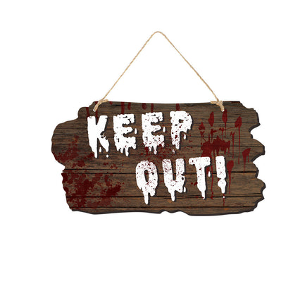 Halloween Deurbord – Houten Look Bordjes met Pompoen, Schedel en Heksendesigns