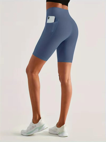 Dames Sportshort met Hoge Taille en Zijzak Ademend