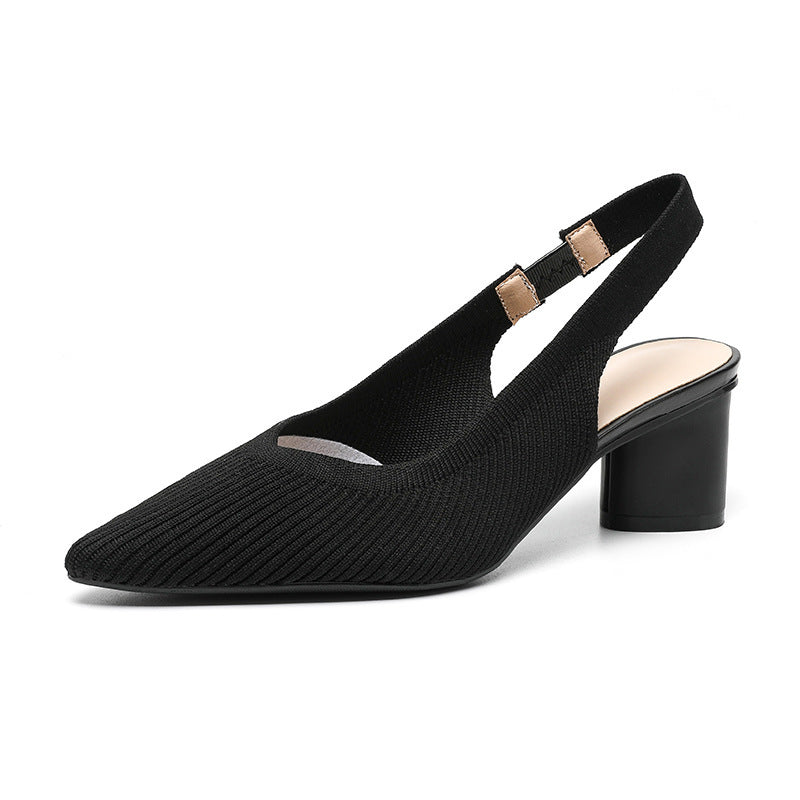 Eleganza Puntige Slingback Hakken met Blokhak en Comfortband
