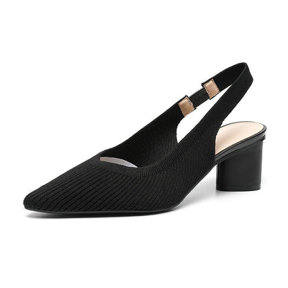 Eleganza Puntige Slingback Hakken met Blokhak en Comfortband