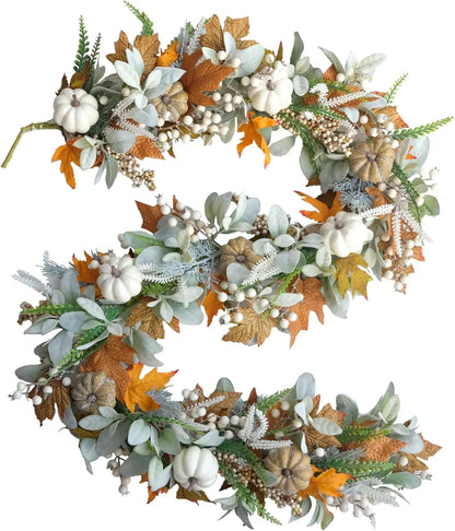 Halloween Herfstkrans – Handgemaakte Deurkrans met Pompoenen en Eucalyptus