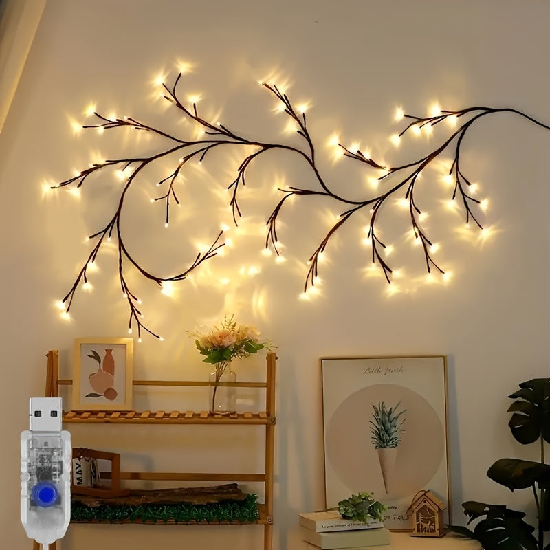 Takkenstructuur Wandlamp met 96 LED-lichtpunten Warm Wit USB