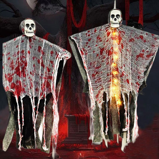 Halloween Hangdecoratie – Bloedrode Luminieuze Schedel Geest