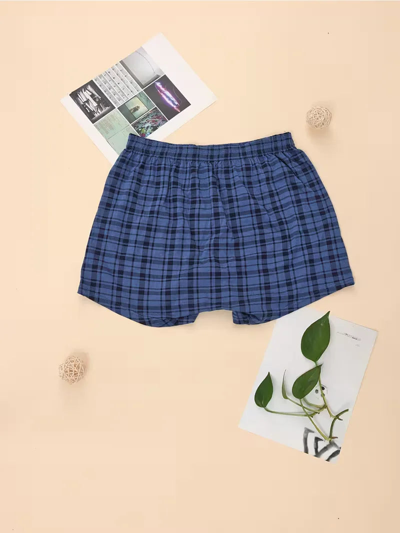Heren Geruite Boxershort met Elastische Taille en Knoopsluiting