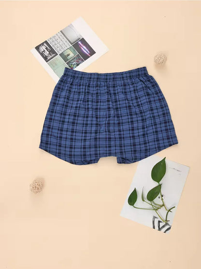 Heren Geruite Boxershort met Elastische Taille en Knoopsluiting