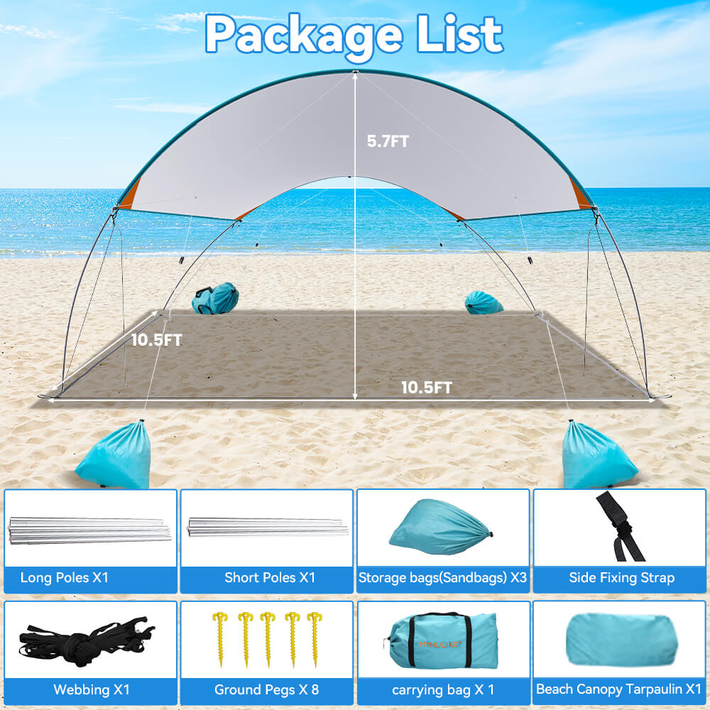 SolShade lichtgewicht zonneschuilplaats met UPF 50 en zandverankering – draagbaar en windbestendig