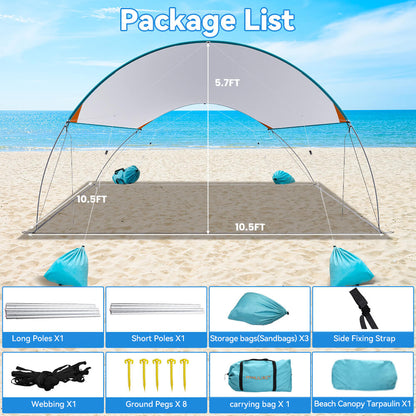 SolShade lichtgewicht zonneschuilplaats met UPF 50 en zandverankering – draagbaar en windbestendig