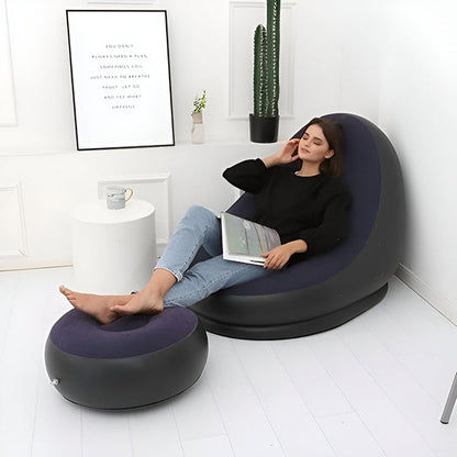 RelaxSeat Opblaasbare Lounge Stoel met Voetensteun – Binnen & Buiten Comfort