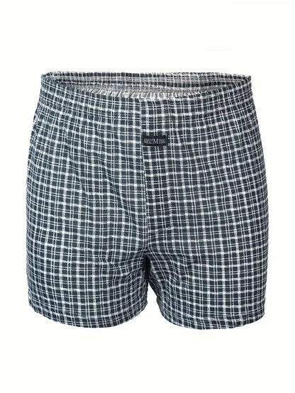 Heren Geruite Boxershort met Elastische Taille en Knoopsluiting